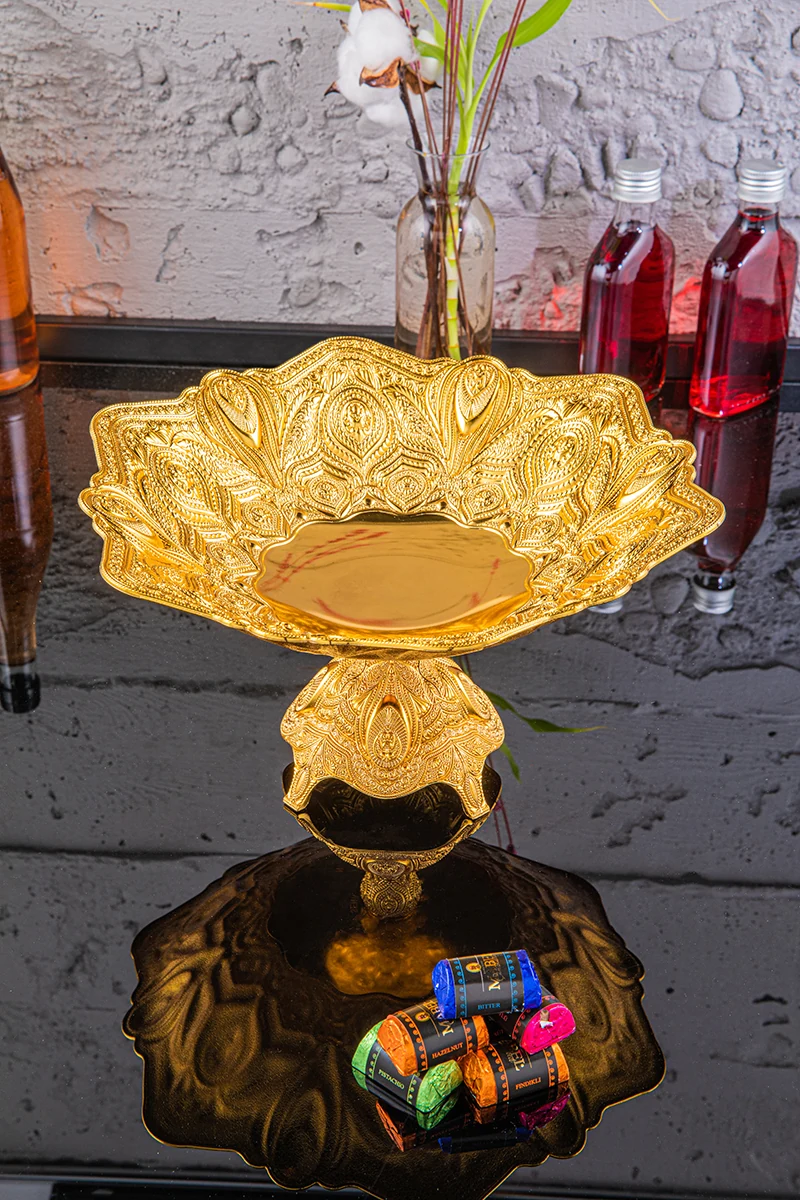 Hexagonal Chocolate Bowl with Pedestal