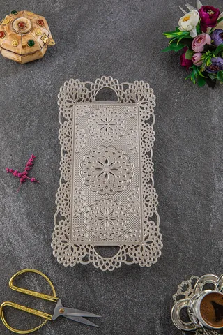 2 Kişilik Dantel Dikdörtgen Tepsi